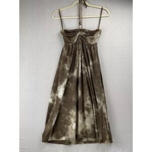 Eco Yoga Sustainable Organic Green Tie-Dye Dress Women Small‎ Drawstring Halter